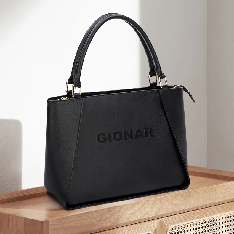 High Quality Custom Handbag Designer Business Genuine leather Tote Bag Women Black Luxury Shoulder Bag Top Class Purse For Lady