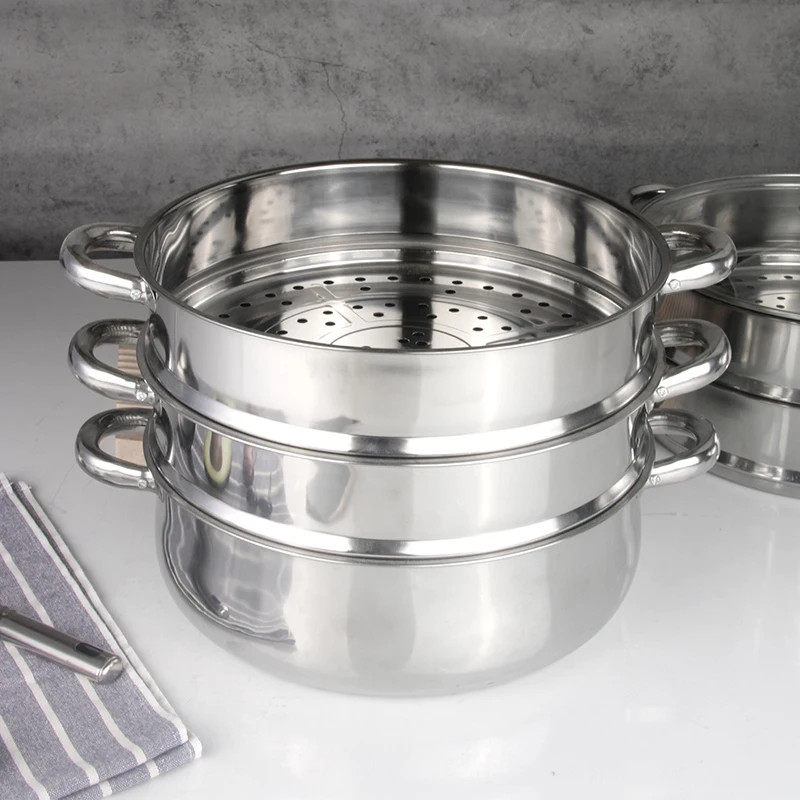 Durable Commercial Dumpling 5 Tier Steamer with Glass Lid For Home Office Steam Cooking Easy Cleaning