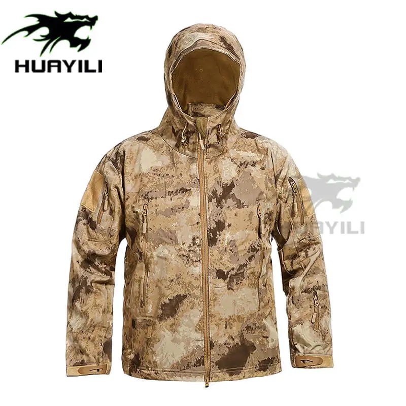 Custom Men 3 layer PTFE waterproof sublimation softshell jacket camouflage hunting jacket camo tactical softshell jacket