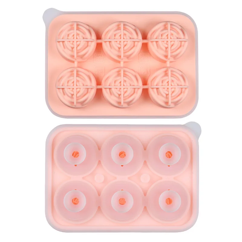 2023 New Arrivals Custom Logo 3d Rose Ice Cube Mold 4 Cavity Rose Shape Silicone Ice Lattice Cube Tray With Lid