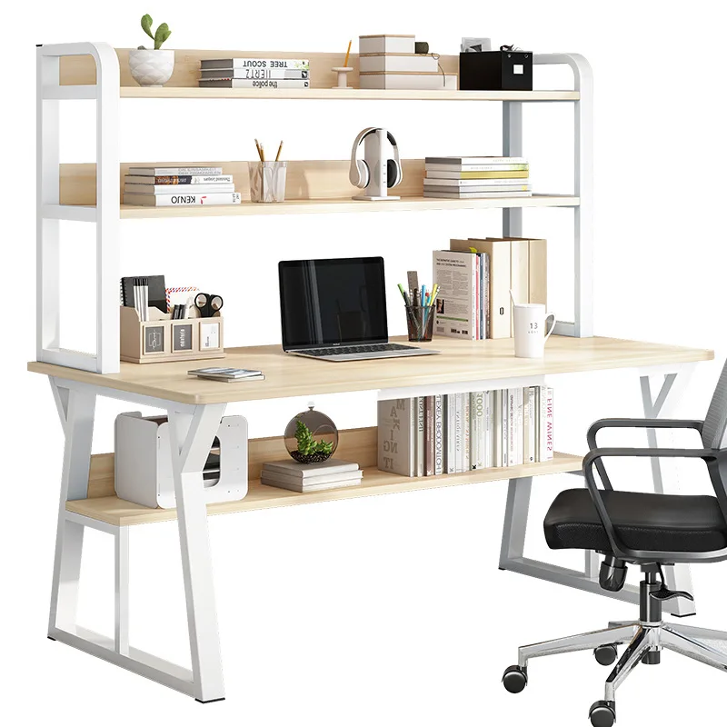 Modern Simple Style Table with Storage & Shelves Study Desk with Bookshelf Writing Study Work Table Kids Study Desk for Bedroom