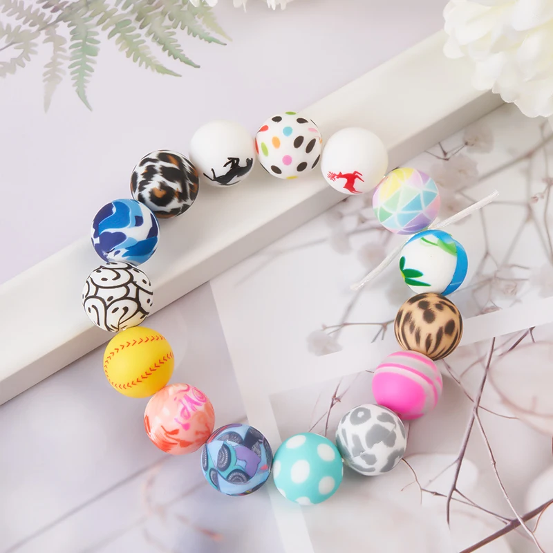 new product 2024 popular eco-friendly color soothing beads silicone baby teethers bead jewelry bracelets making kit