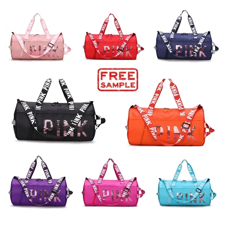 Free Sample Weekender Large Capacity Luggage Tote Bag Waterproof Sports Gym Travel Bag Private Label Pink Duffle Bag For Girls