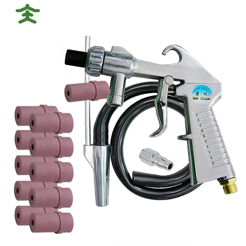 Set of siphon dry spray gun Hand Held Sand Blaster Gun 5.0mm ceramic nozzle Pneumatic Air Sandblasting Gun