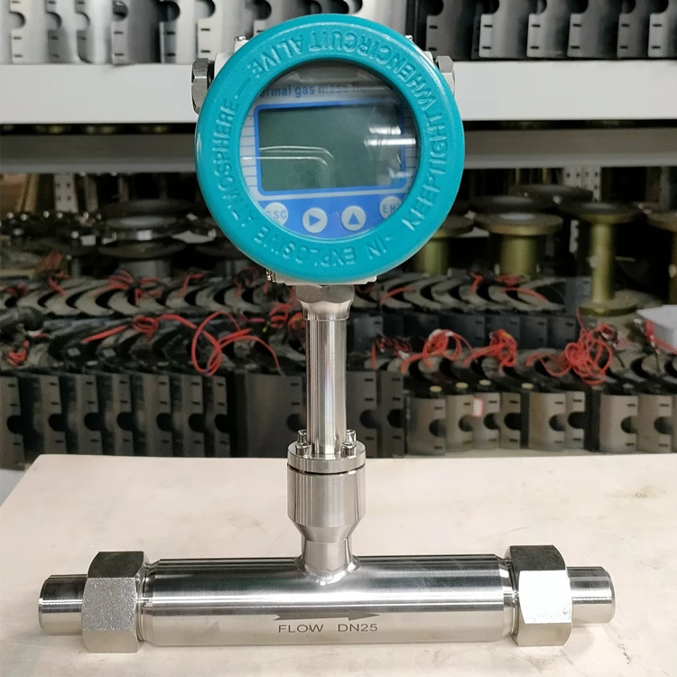 DN25 CE approved nitrogen compressed air heliums China thermal mass gas flow meters sincerity gas flow meters