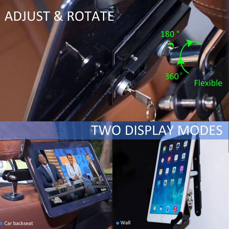 Гибкий Держатель на заднее сиденье автомобиля, подставка для планшета Android, автобуса, такси, подголовника автомобиля, рекламная Подставка для Ipad 7-10,1 дюйма, металл