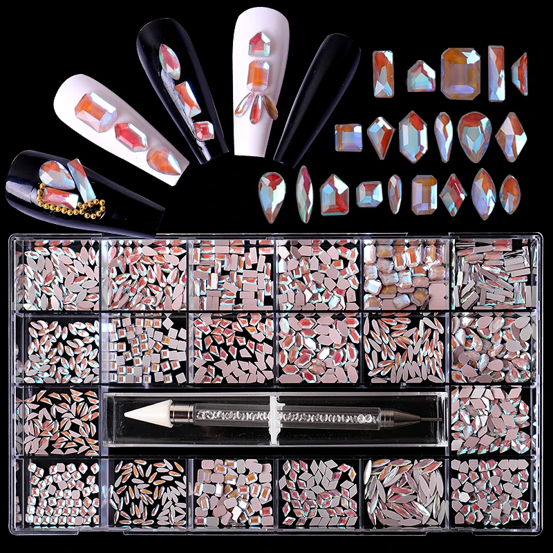 20 grids wholesale Irregular nail beauty art accessory Multi-Shape ornament for nail Decoration design