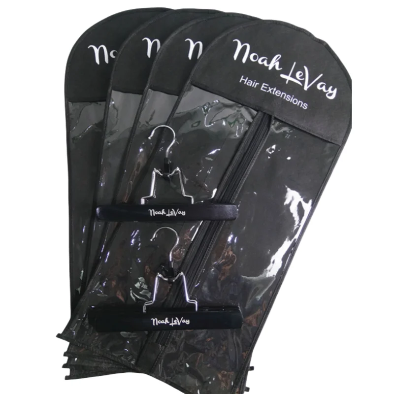 Black Color Hair Extensions Hanger with Storage Bag Hairpieces Storage Holder Wigs Carrier Case for Store Style