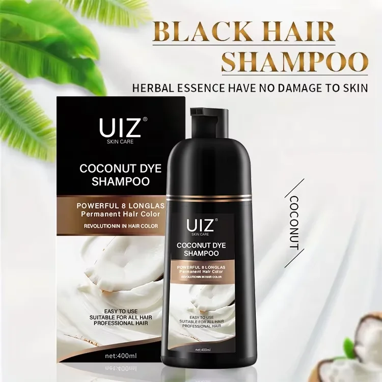 3-in-1 Gray Dark Brown Black Herbal Permanent Hair Dye Long Lasting Fast Hair Color Shampoo