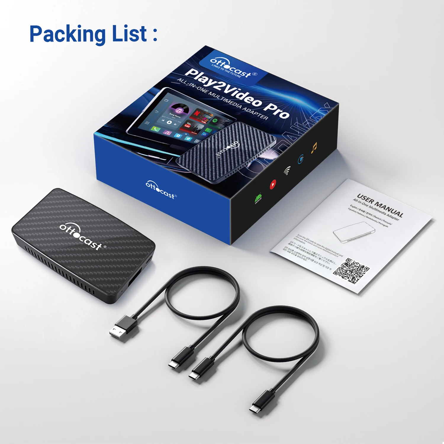 Ottocast car smart box play video box wireless carplay dongle wireless carplay android auto adapter youtube netflix