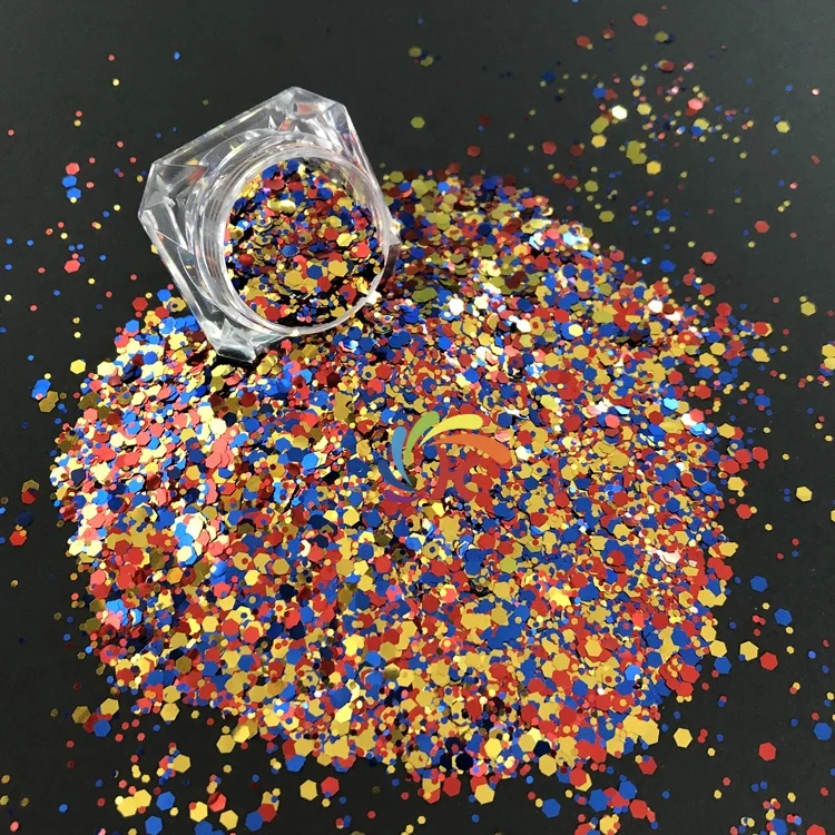 New colors glitter mix metallic chunky polyester glitter