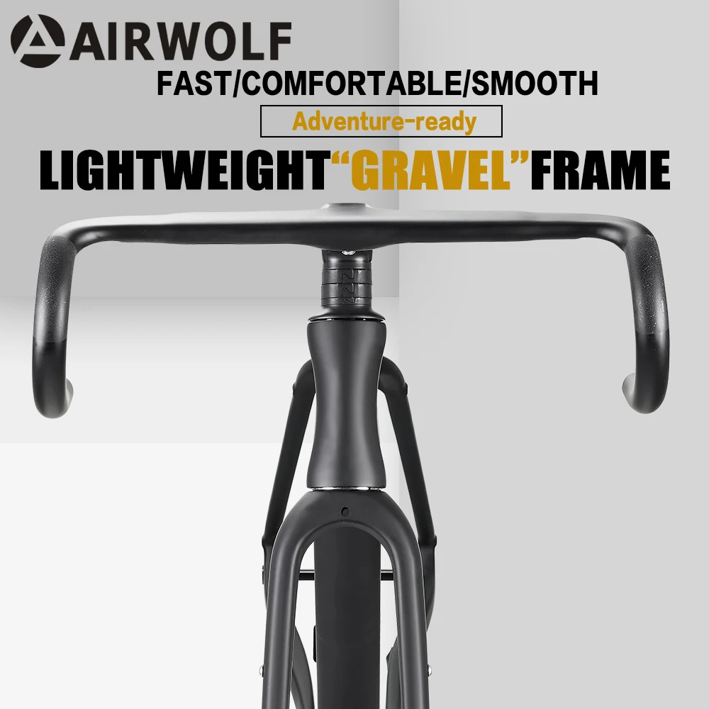 AIRWOLF YFR045 Gravel Bike Carbon Frame Disc Brake Full Internal Cable Routing Carbon Road Bike Frameset 700C Gravel Bike Frame