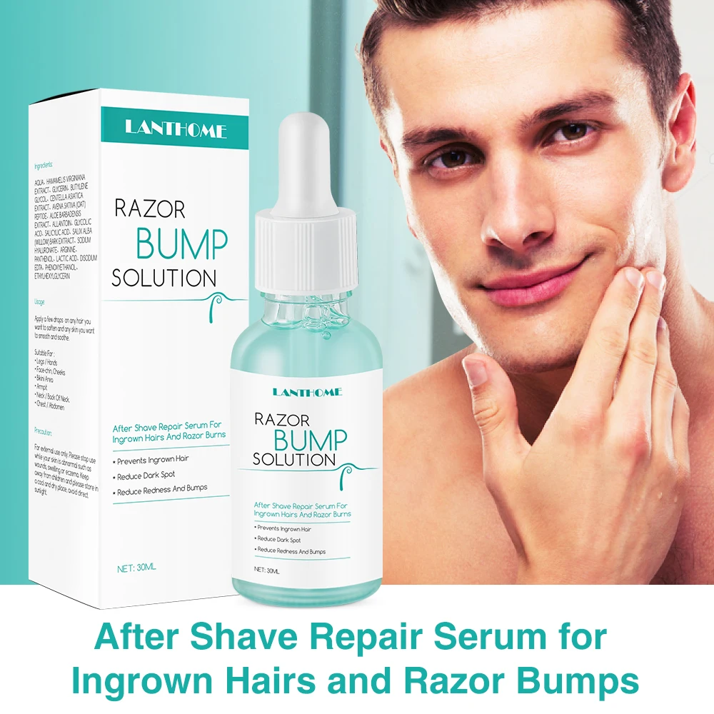 Private label logo Ingrown hair serum wholesale removal men after shave lotion liquid razor bump stopper solution