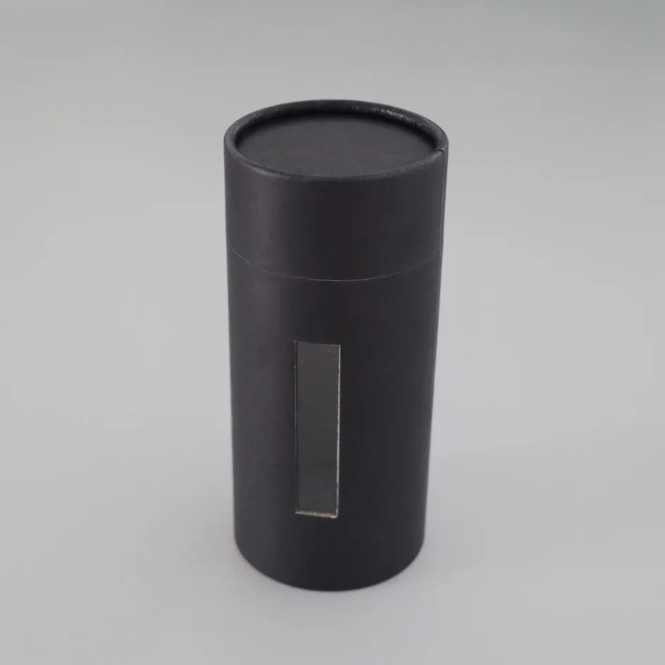 hot Packaging Custom Round Paper Tube for essential oil bottle  frosted black paper tube