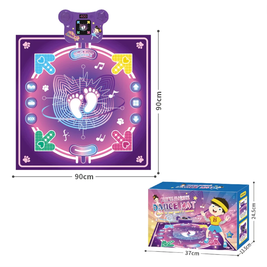 2025 Best Sale Kids Dance Pad Light Up Electronic Dance Mat With Music, Musical Playing Carpet Toy,Children Music Dancing Mat