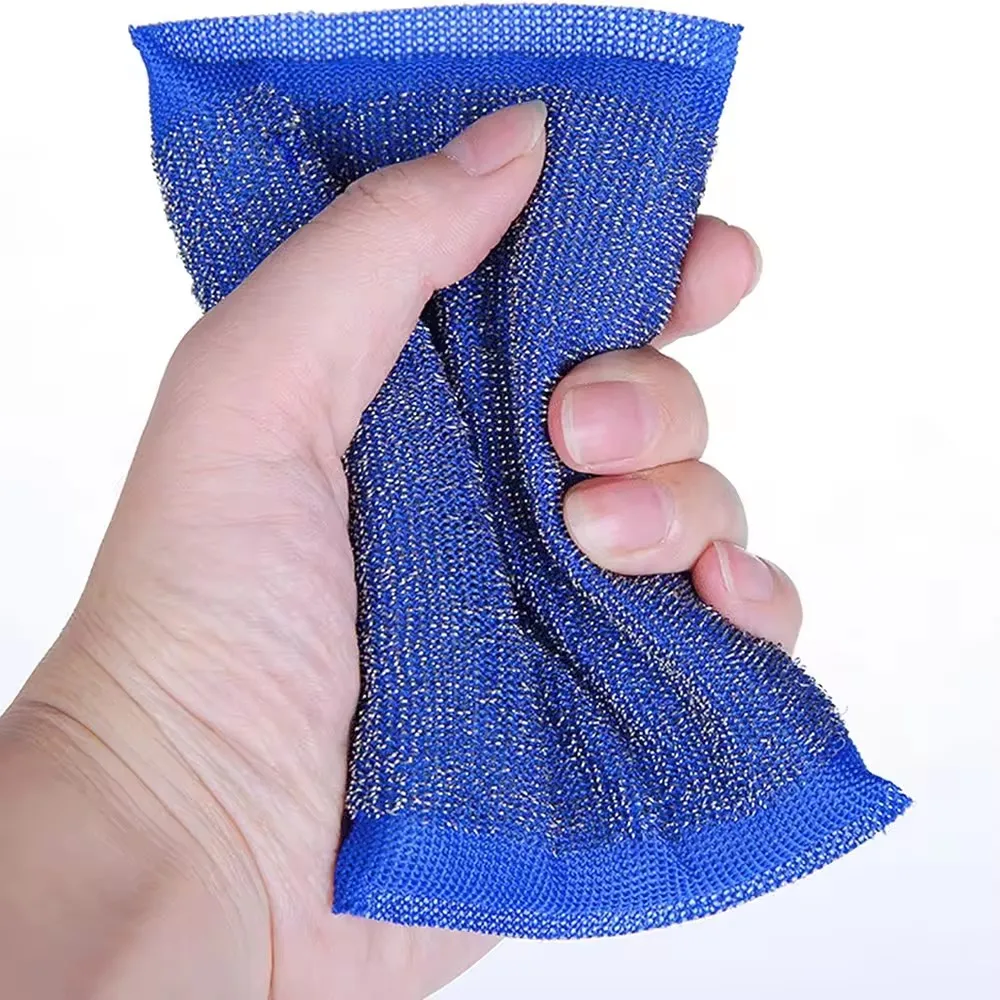 Factory Wholesale Kitchen Hard Surface Cleaning Metal Sponge for Pot Dish Washing Stainless Steel Wire Mesh Sponge Scrubber