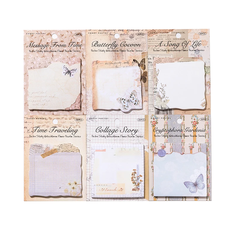 Custom Craft-Style DIY Decorative Stationery Burn Butterflies Extracts Notebook for Laptop Stick-On Notes Paper Crafts