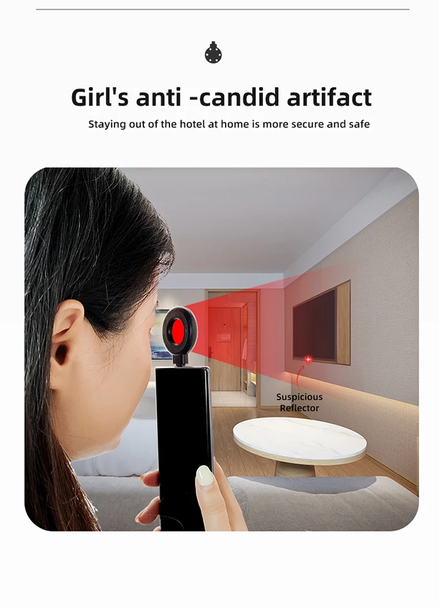 Portable Camera Detector Mobile Phone USB IR Alarm for Outdoor Travel Hotel Rental Anti Candid Camera Finder Led Light