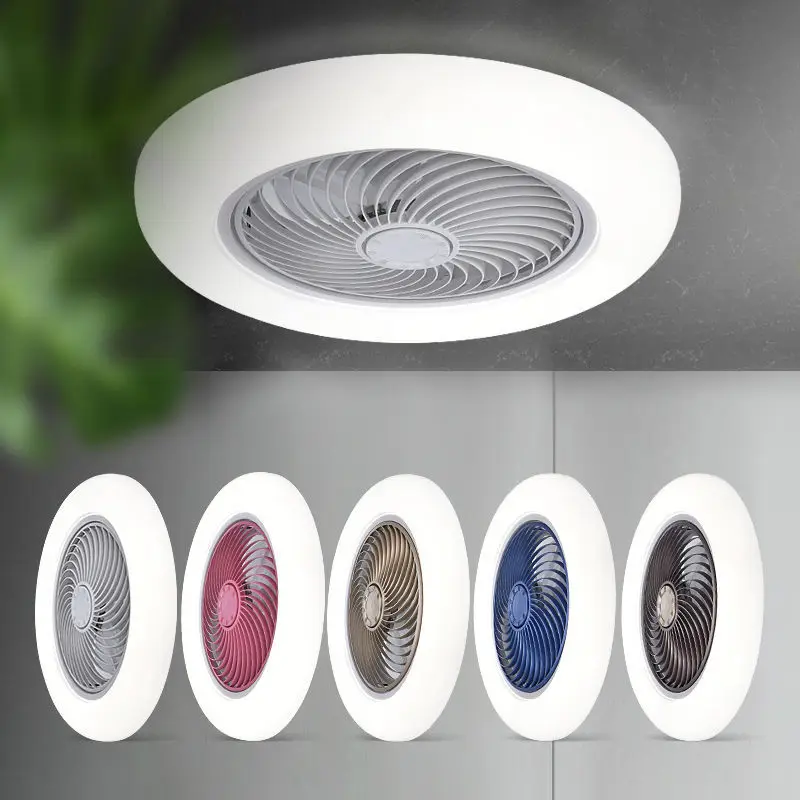 Smart Ceiling Fan Fans With Lights Remote Control Bedroom Decor Lamp 52cm Air Invisible Blades Retractable Silent