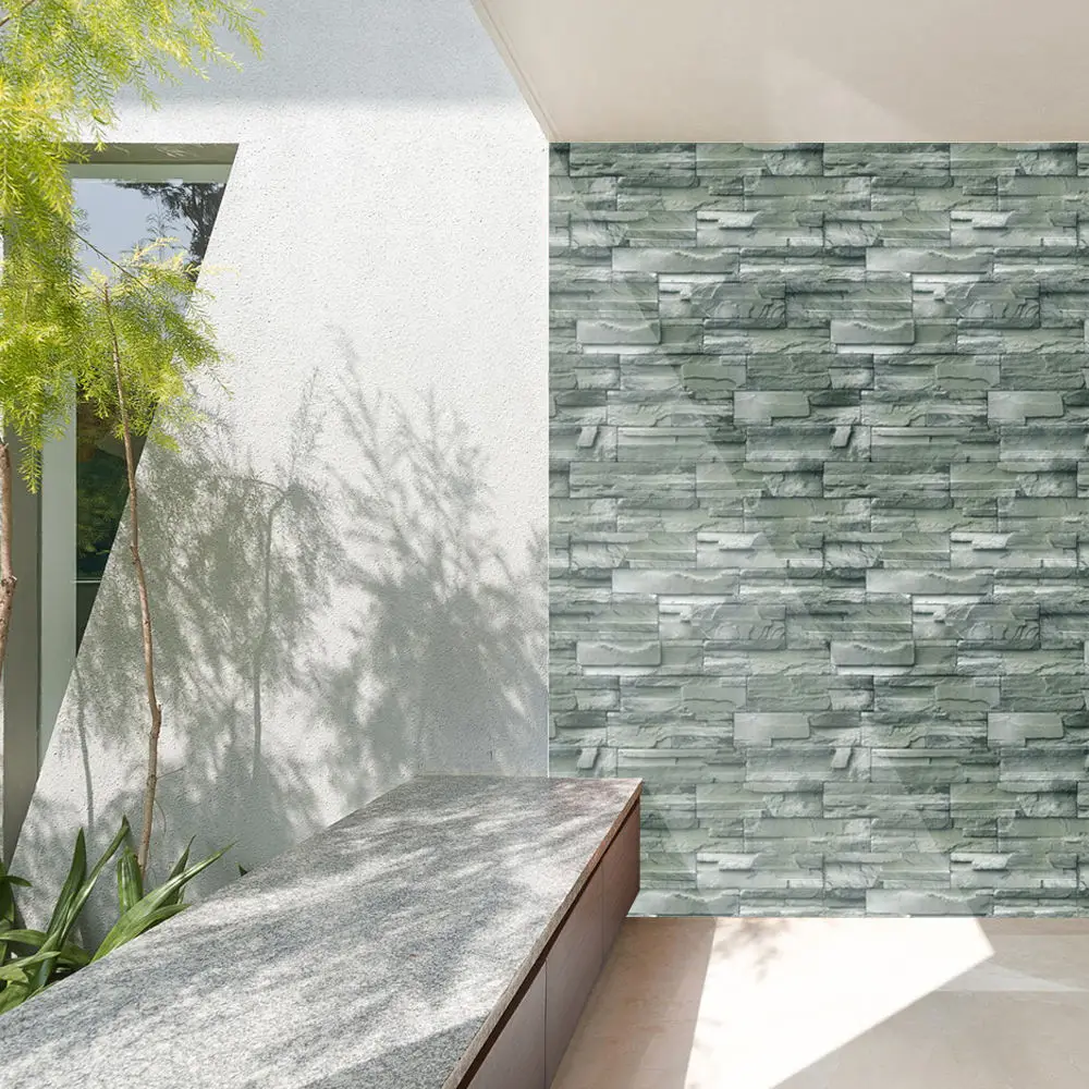 Wholesale Self Adhesive Wallpaper Rolls Waterproof Vinyl 3D Stone Brick Peel And Stick Wall Sticker For Interior Decor