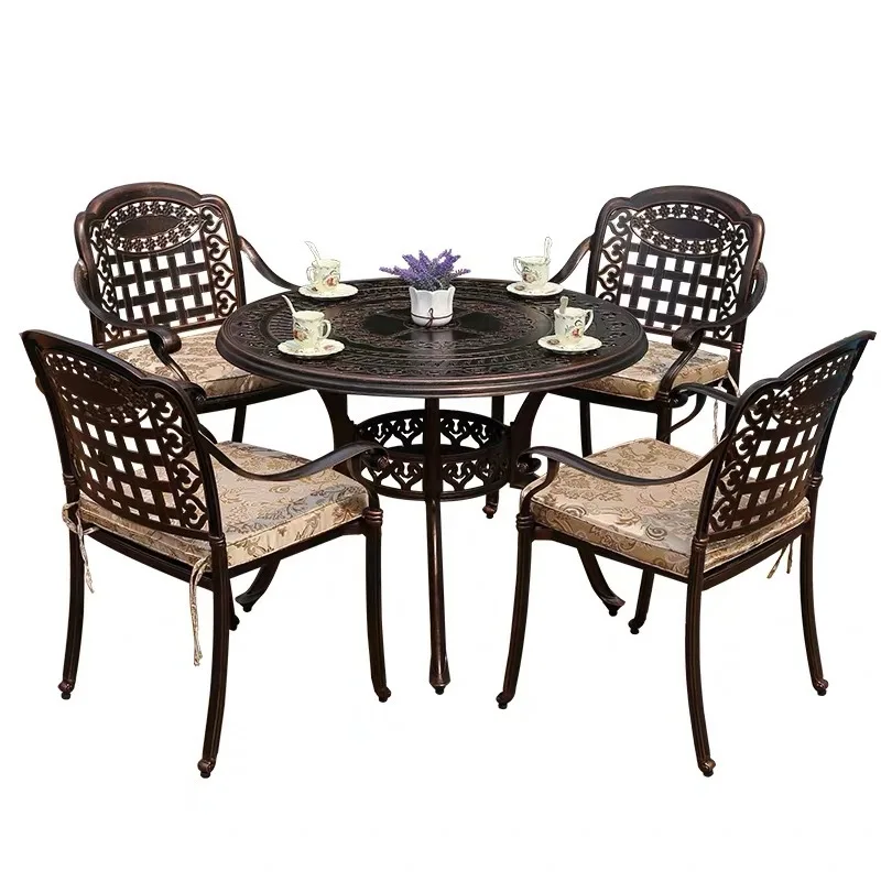 Outdoor Table and Chair Cast Aluminum Courtyard Balcony Furniture Combination Three-piece Set European Style  Garden Casu