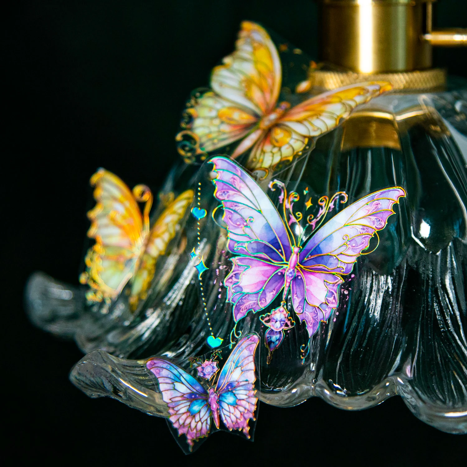 3pcs/lot Kawaii Scrapbook Stickers Butterfly Dream Crystal Scrapbooking Supplies Journaling Planner Decorative S