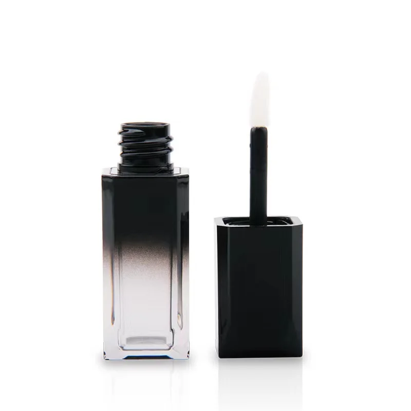 Square shape gradient black lip gloss tube container PET lipstick tube