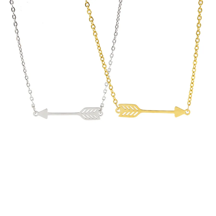 Polished Stainless Steel Link Chain Feather Arrowhead Necklace With Chains Jewelry Pendant Rope Accessories 45cm