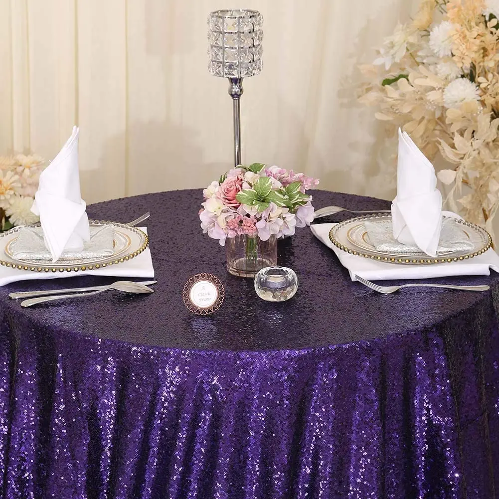 Custom plain gold round Rectangular Sequin Wedding damask TableCloths