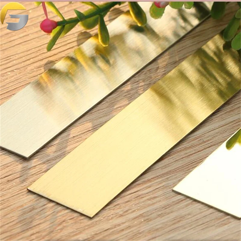 Efan factory custom factories golden stainless steel flat strip Thin Decorative Metal Strips