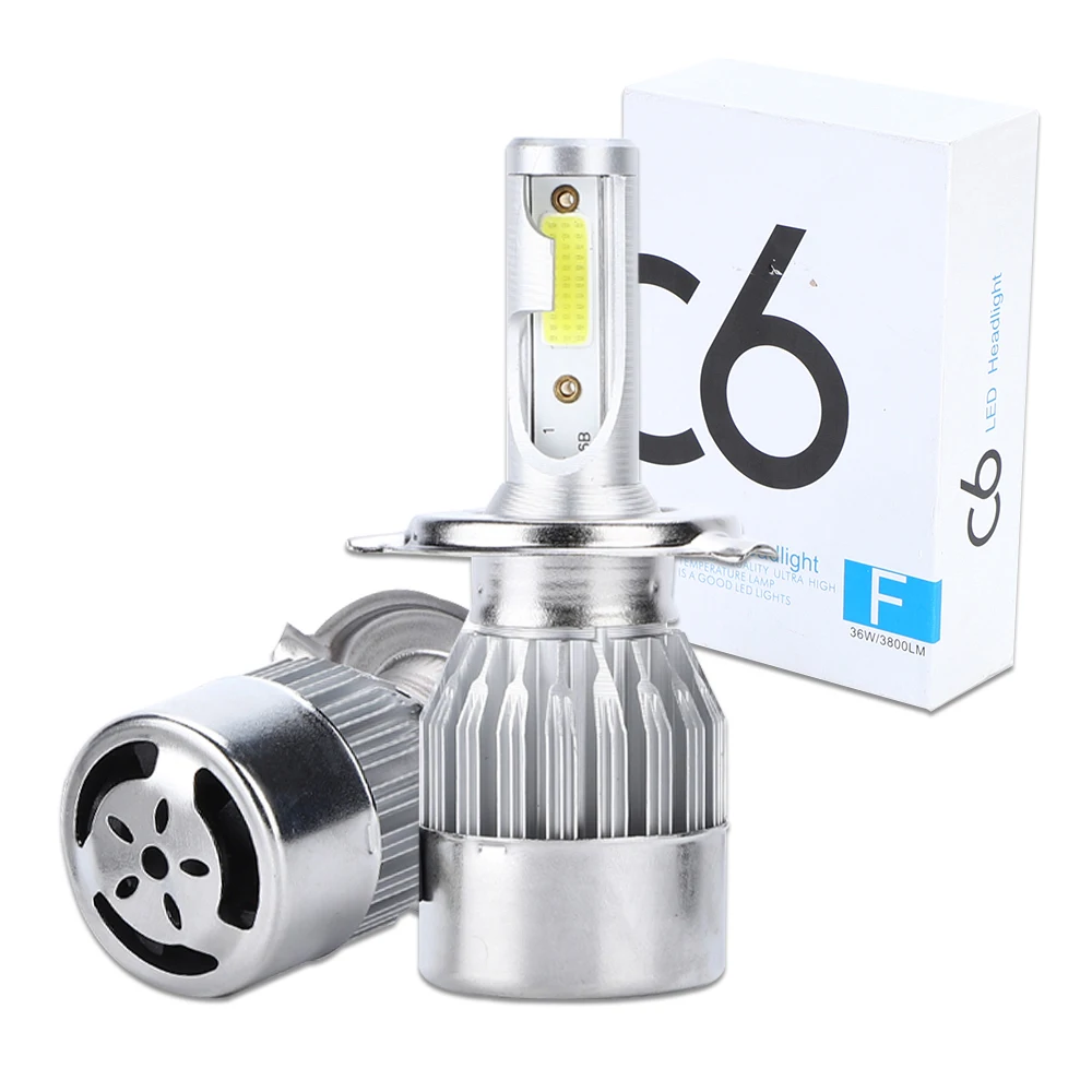 Wholesale H1 H3 H7 H11 9005 9006 H13 9007 H4 auto lighting system car led headlight c6 dual color