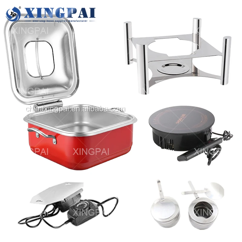 XINGPAI hotel supplies 5 L square chafing dish thickened stainless steel buffet food warmer chafing dishes for wedding