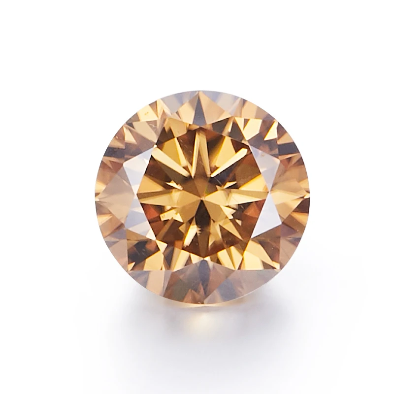 Wholesale price champagne round shape brilliant moissanite