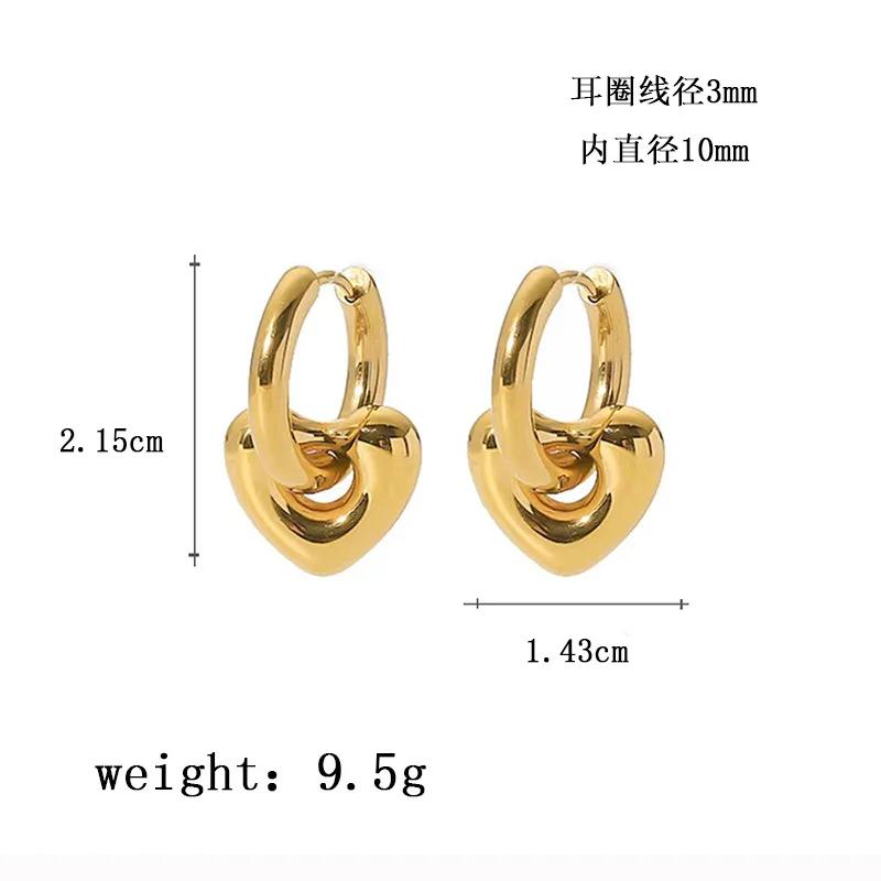 Women Jewelry Earrings Hollow Heart Ring Pendant Earrings Stainless Steel 14K Gold Pvd Plated Hoop Earrings