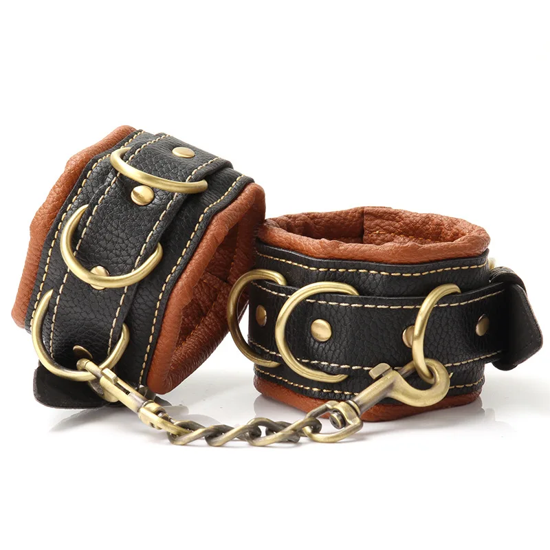 HM Soft Sponge Sex Handcuffs Bondage With Chain Neck Collar Restraints Toys For Couple Adult Games Bdsm Set