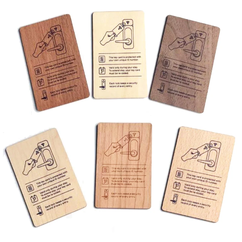 China Supplier Bulk Customized RFID Wooden Hotel Key Cards