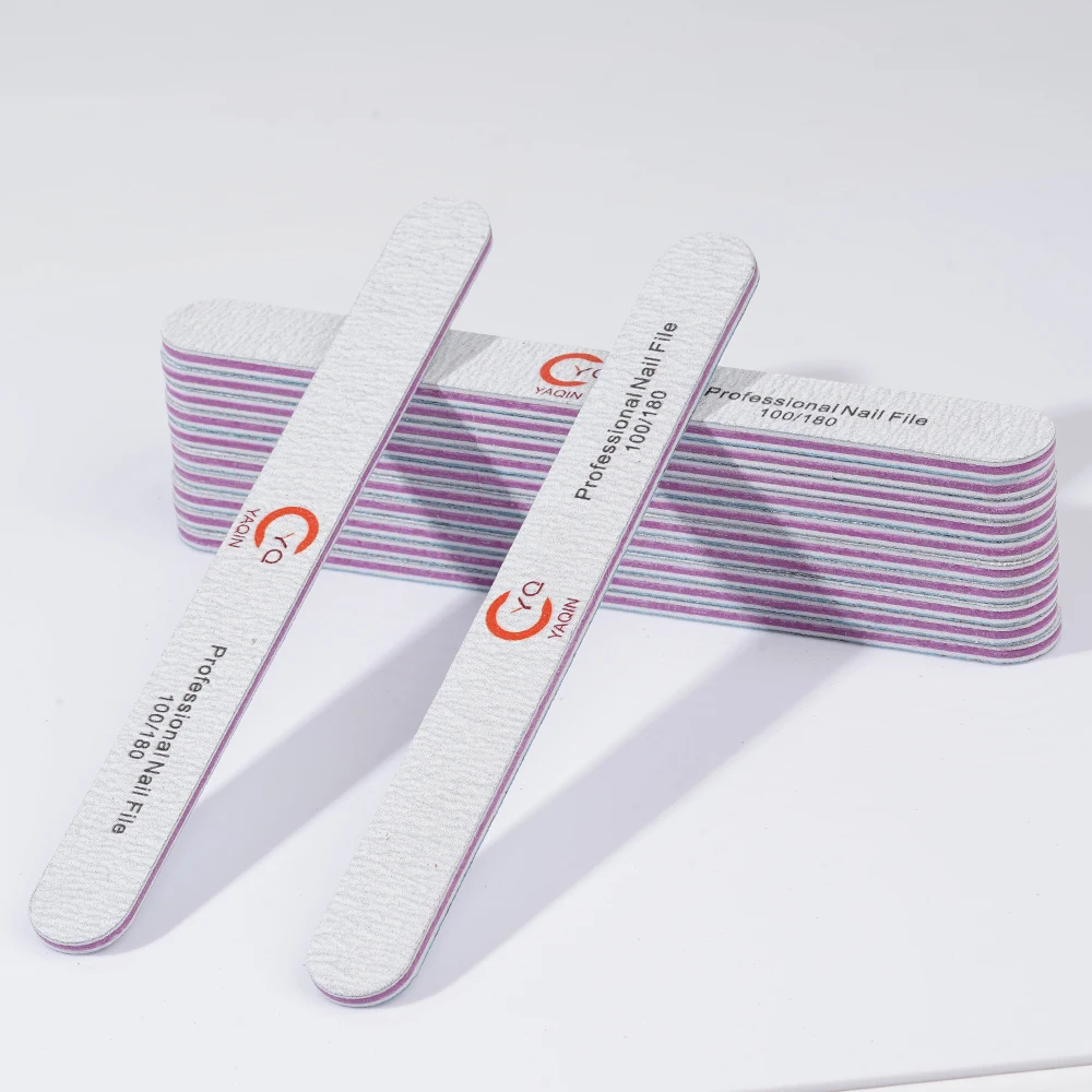 Professional Emery Board Wholesale Custom Double-Sided Nail Files 100 180 Grit Zebra Gray Manicure Art Tools With Logo