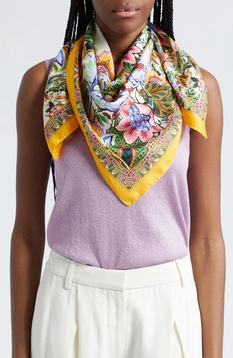 2024 New Fashion scarf Custom Digital Printing Silk Scarf for Women Satin Large Hair Scarves  90*90 cm