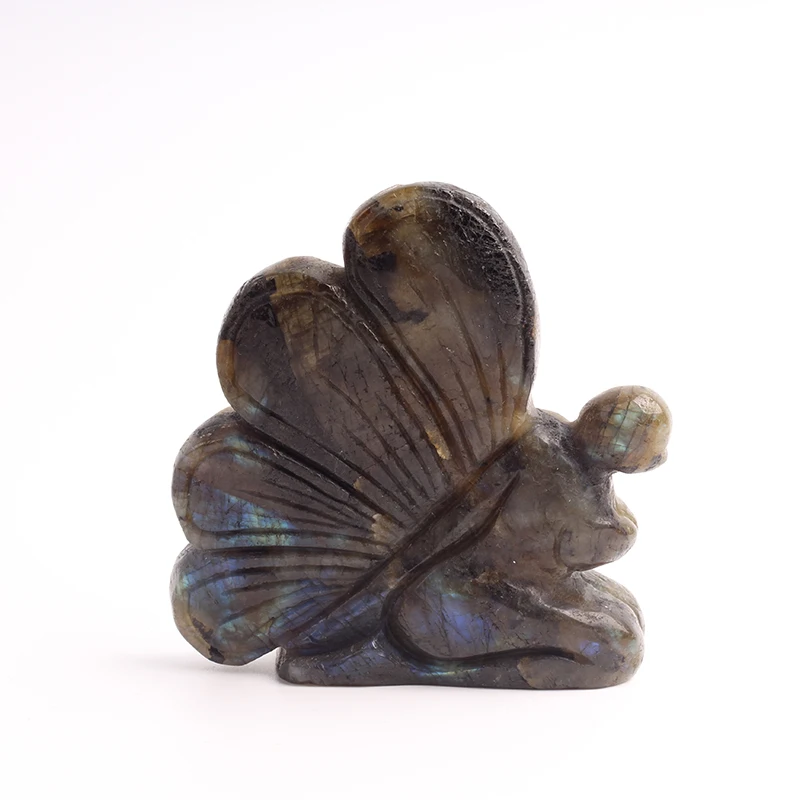 hot sale nature rainbow labradorite quartz fairy butterfly crystal carving healing for home decoration