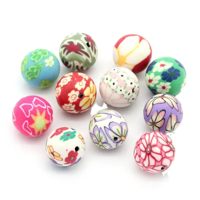 XuQian Round Polymer Clay Handmade Loose Beads for Jewelry Anklet Making