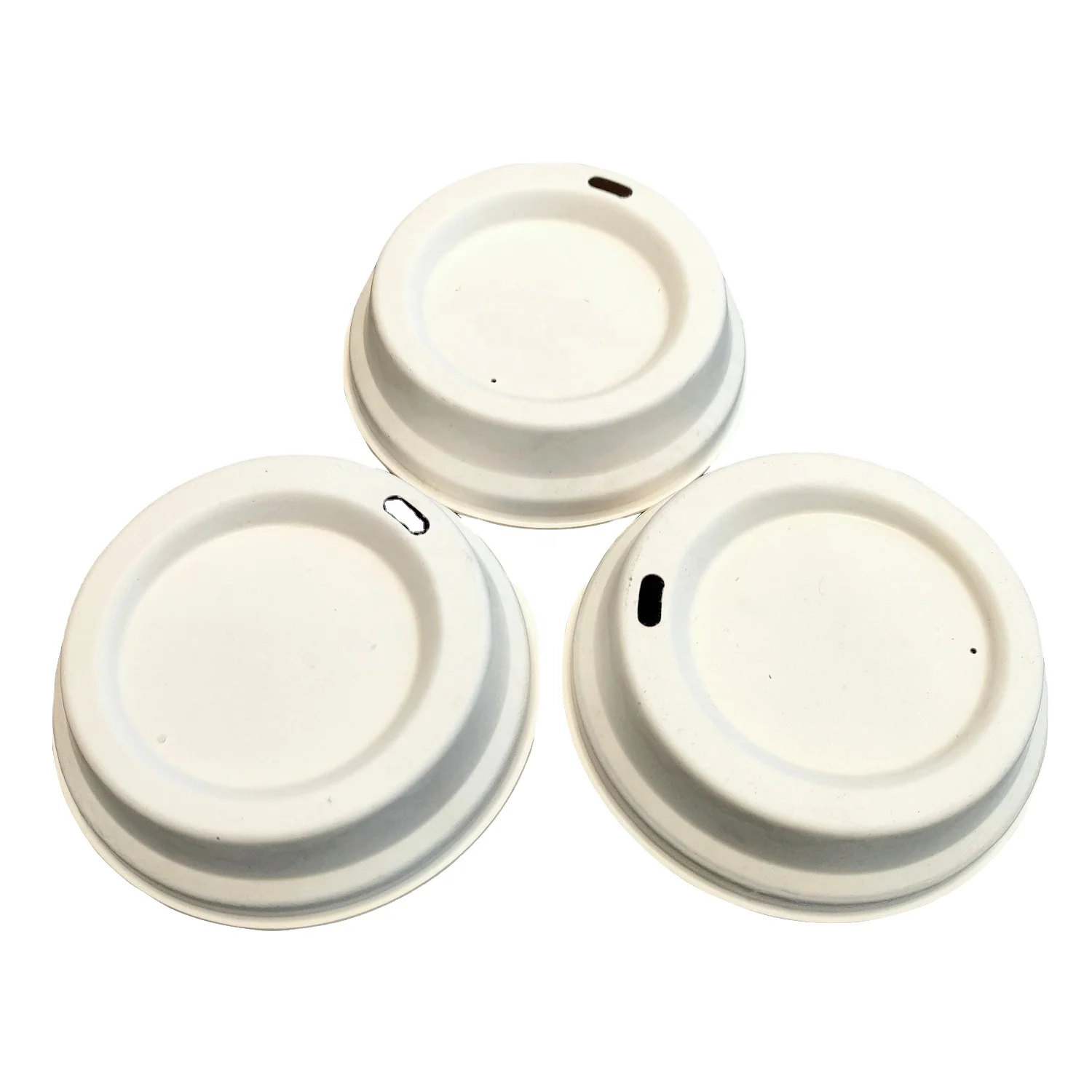 90mm Disposable Bagasse Pulp Compostable Biodegradable Paper Coffee flat cup lid for  bamboo pulp  cup