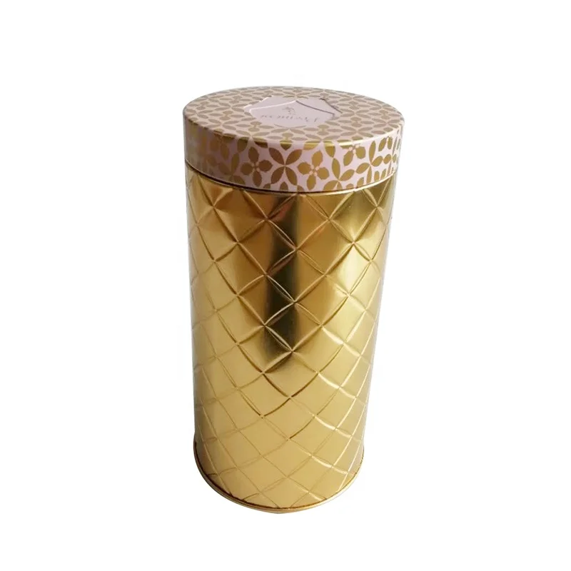 Tea Canister Bespoke Metal Round Tea Tin Box, Food Safe Tea Tin Can, Factory Direct Metal Custom Size Tea Tin Box Tinplate
