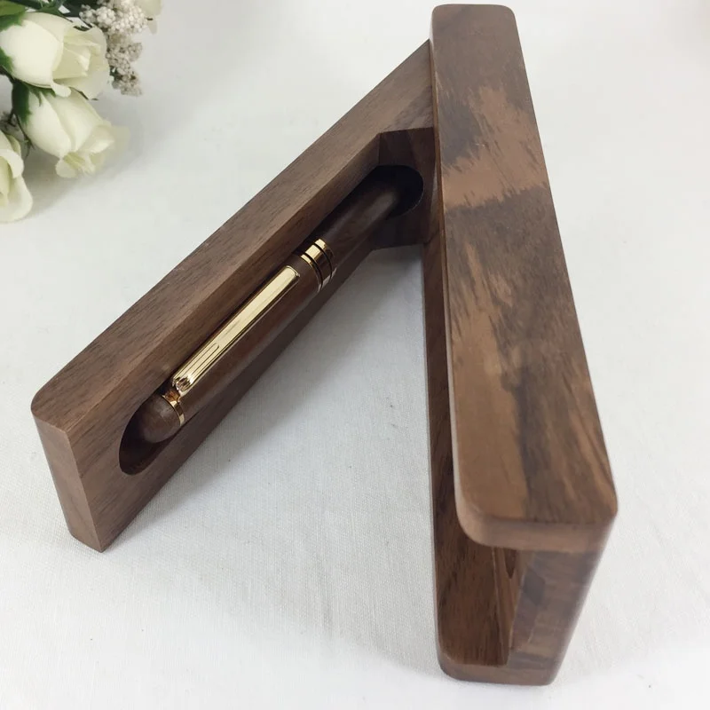 ACMECN Walnut Wood Ballpoint Pen with Gift Box Writing Stationery Kits Eco-friendly Hand-made Wooden Craft Ball Pen and Box Sets