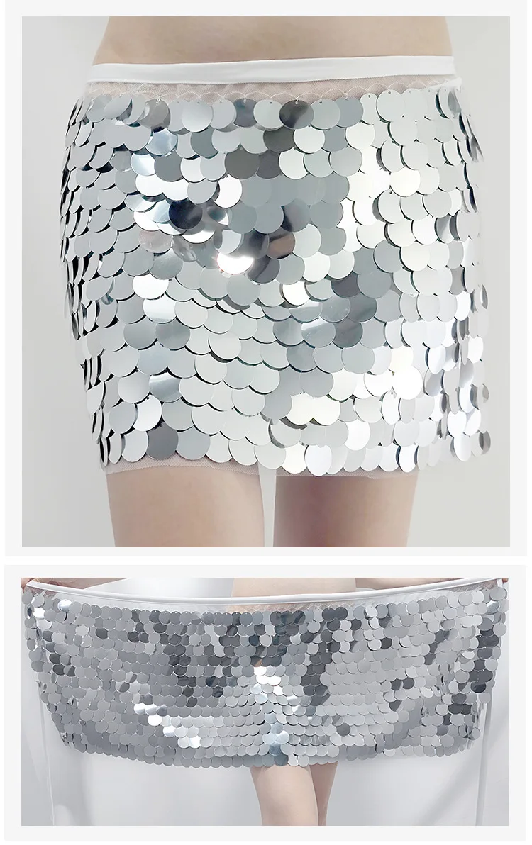 Fashionable Sexy wrap cover hip Shiny Sweet mermaid sequin one step short skirt for women bottom wear