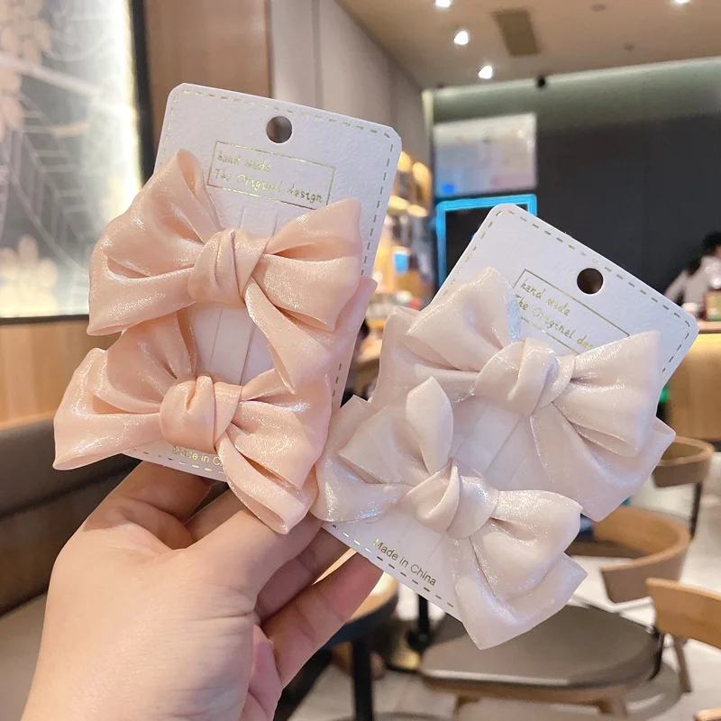 Amazon Selling Handmade Boutique hair clips grosgrain ribbon hairpin fabric Bows Clips For Girls