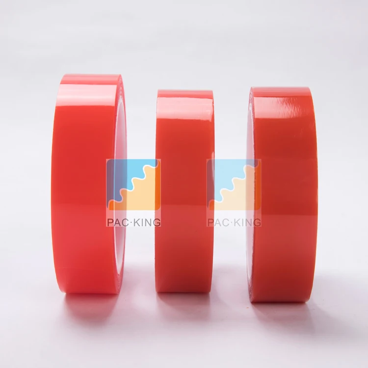 Cutting Red Film Highly Clear Double Sided PET Tape Sticky Hot Melt Adhesive