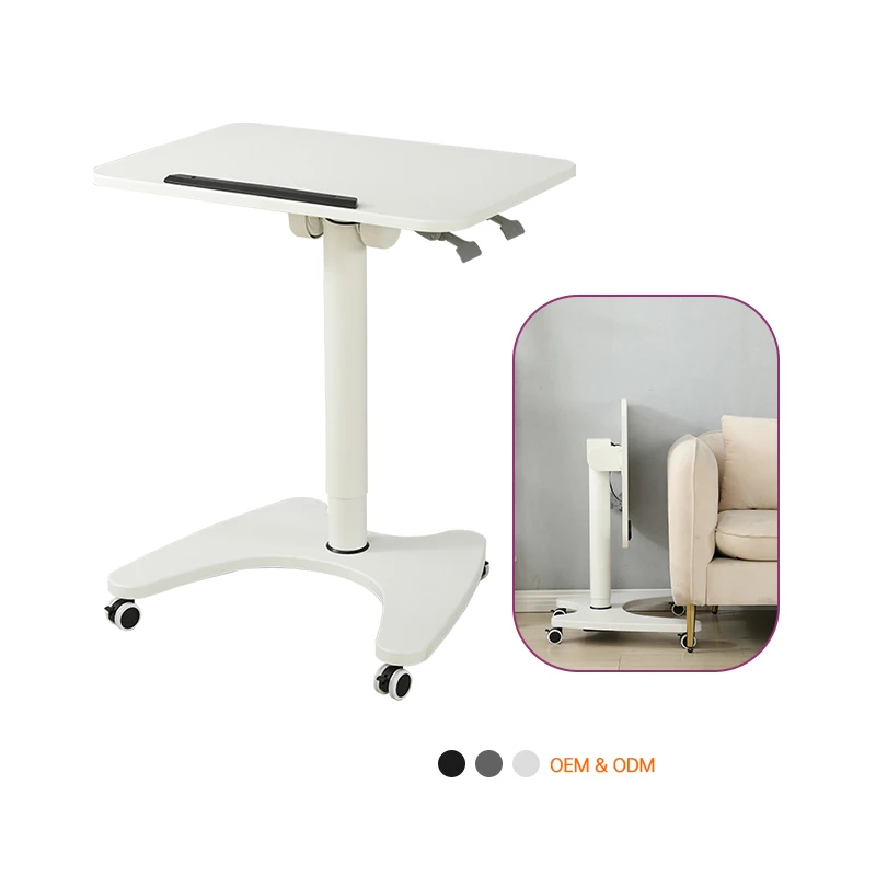 MDF desk Pneumatic Computer Rolling Presentation Cart Stand Up Desk Cart Mobile Height Adjustable Standing Table