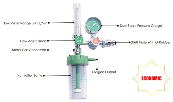 CE 0-15 L/min Southeast Asia model medical oxygen regulator