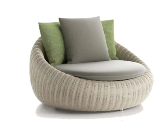 European Popular Morden Garden Rattan Rond Sofa Set Outdoor Waterproof Patio Lounge Bed and Chairs