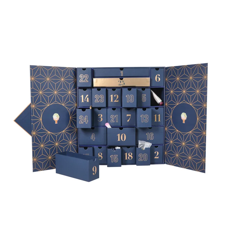 HOT Delicate Advent Calendar Empty Luxury Cardboard Paper Gift Beauty Cosmetic Packaging Countdown Christmas Advent Calendar Box